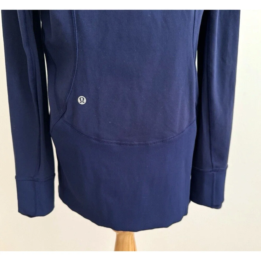 Lululemon Athletica Blue Zip-Front Jacket 10 Hood Long-Sleeve Thumbholes Stretch - Picture 5 of 9